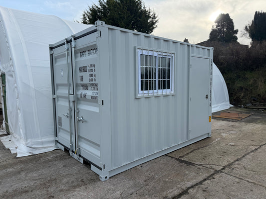 12ft Mini Steel Storage Container with Side Door & Window | Secure Site Storage