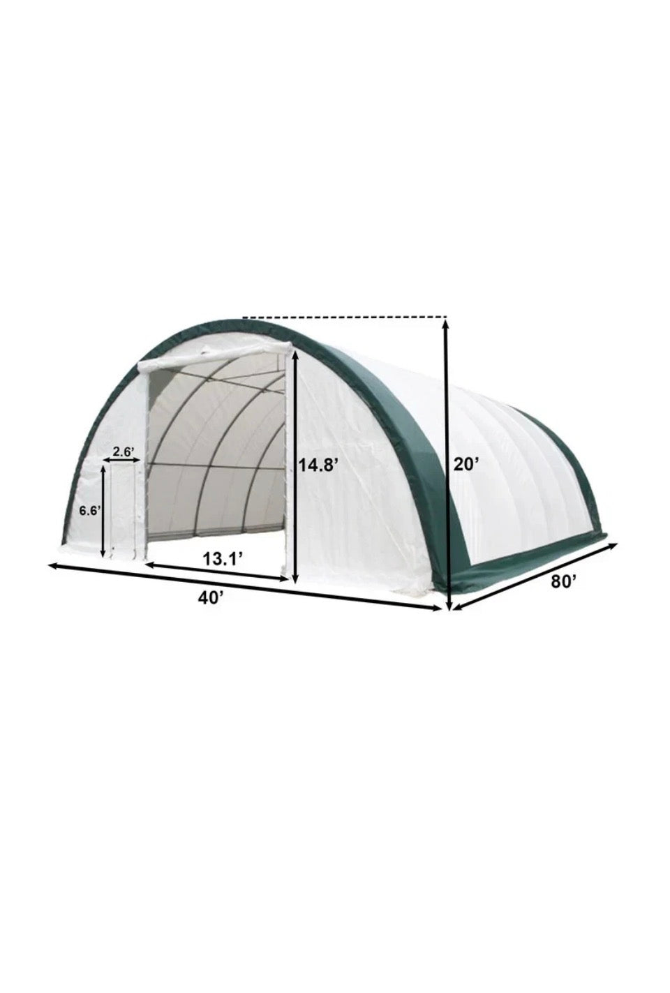 40ft x 80ft Industrial Storage Shelter (Heavy Duty, Full Kit)