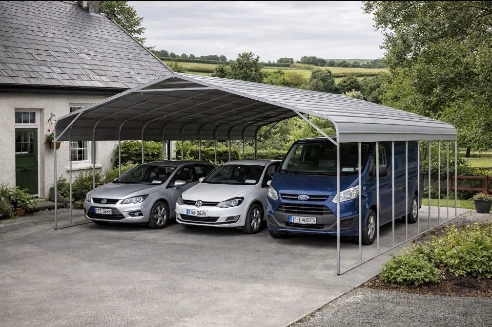 40ft x 20ft Steel Carport Shelter Ireland – Galvanised Metal Full Kit