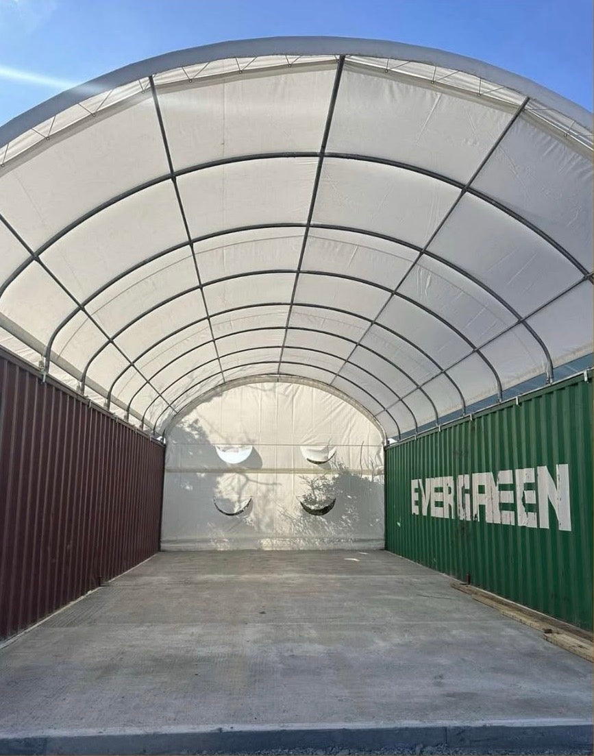 20ft x 40ft Container Shelter (Extra Heavy Duty 900g PVC, Rear Wall)