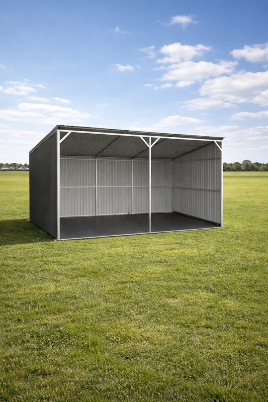 12ft x 20ft Steel Livestock Shelter (Galvanised, Open Front)