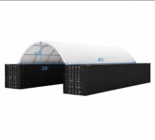 20ft x 40ft Container Shelter (Extra Heavy Duty 900g PVC, Rear Wall)