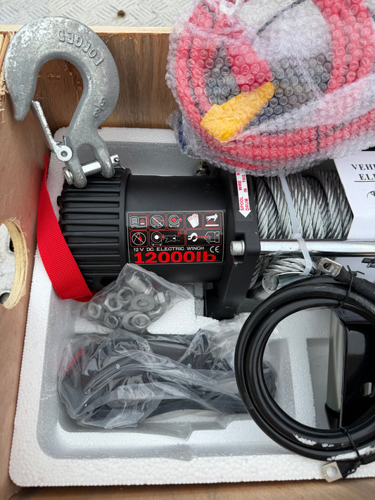 12,000lb Electric Winch Kit – Heavy Duty Recovery Winch (12V)