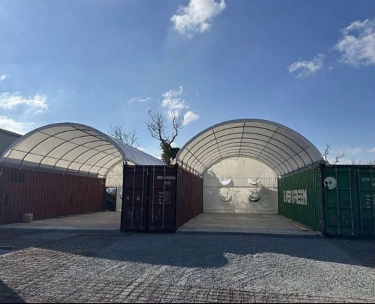 20ft x 40ft Container Shelter (Extra Heavy Duty 900g PVC, Rear Wall)