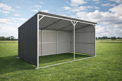 M1220 12 x 20ft Steel Livestock Field Shelter (Galvanised, Open Front)