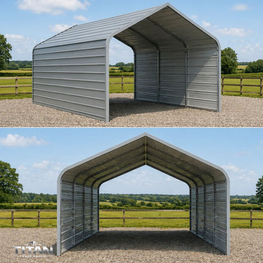 M122010 12ft × 20ft Steel Carport / Metal Shed