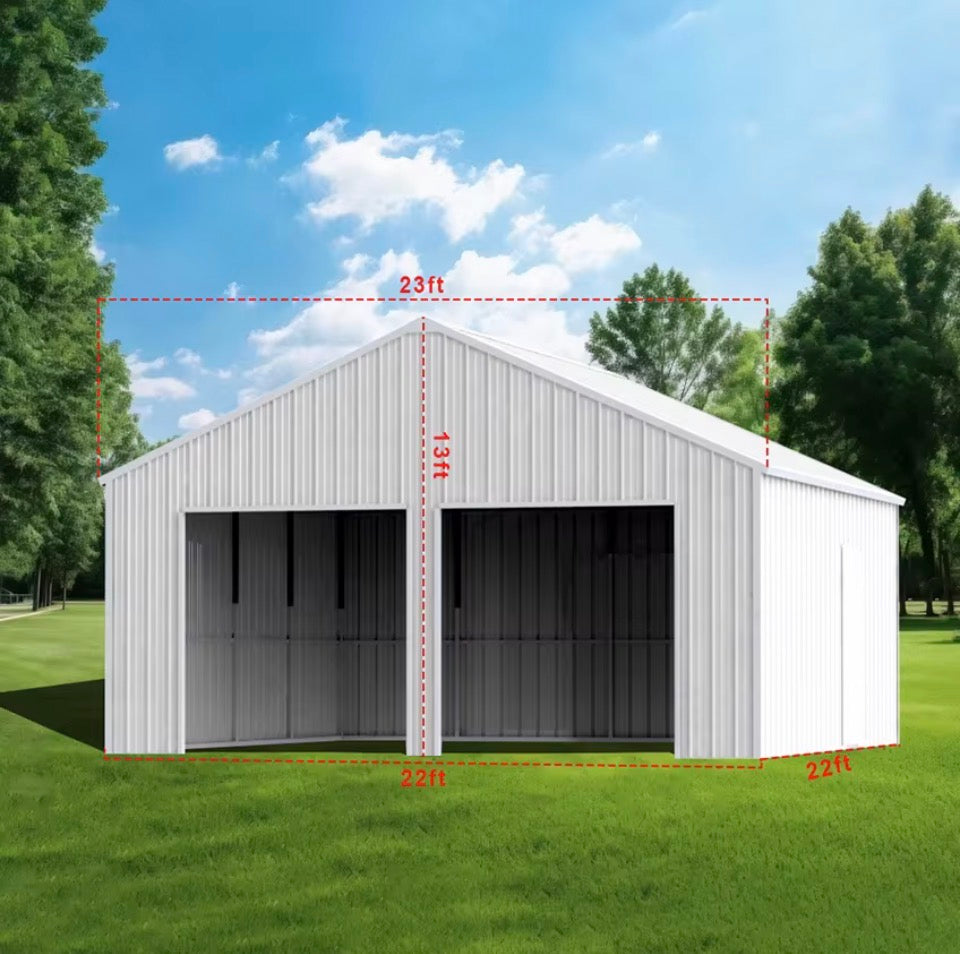 23ft x 22ft Galvanised Steel Metal Shed – Double Garage / Farm Shed