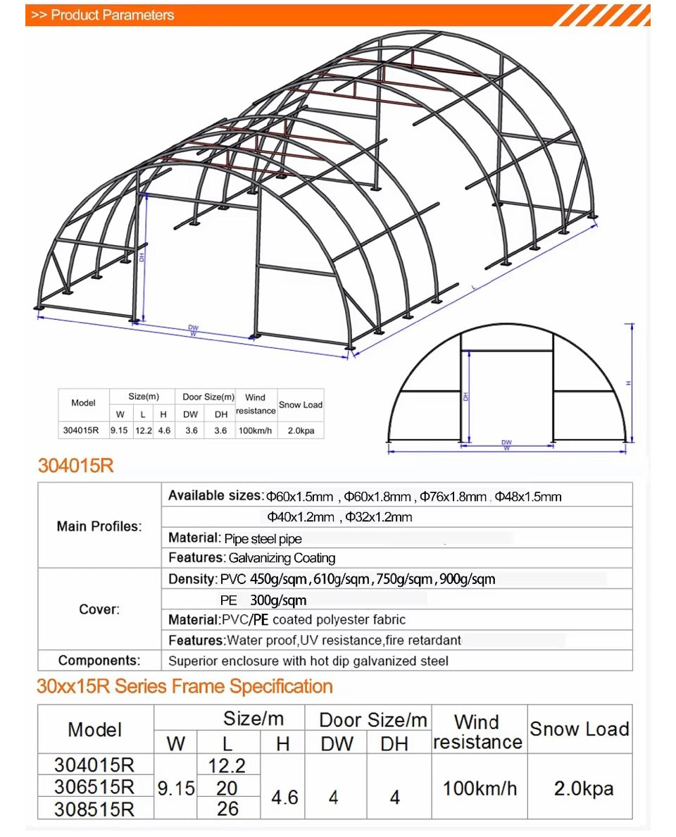 30ft x 85ft Heavy Duty Storage Shelter – Industrial PVC Warehouse | Titan Trade
