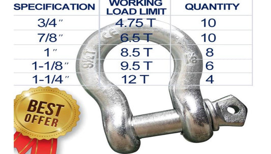 Heavy Duty Bow Shackles – 4.75T to 12T (Various Sizes Available)