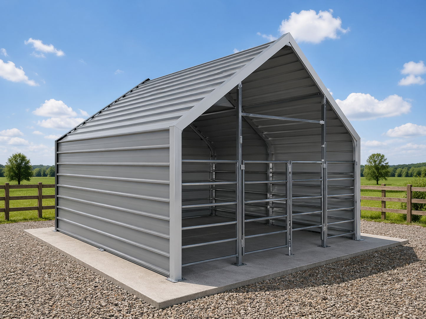 M131310 Galvanised Steel Livestock Metal Shed – Cover to Ground 13ft x 13ft Full Kit