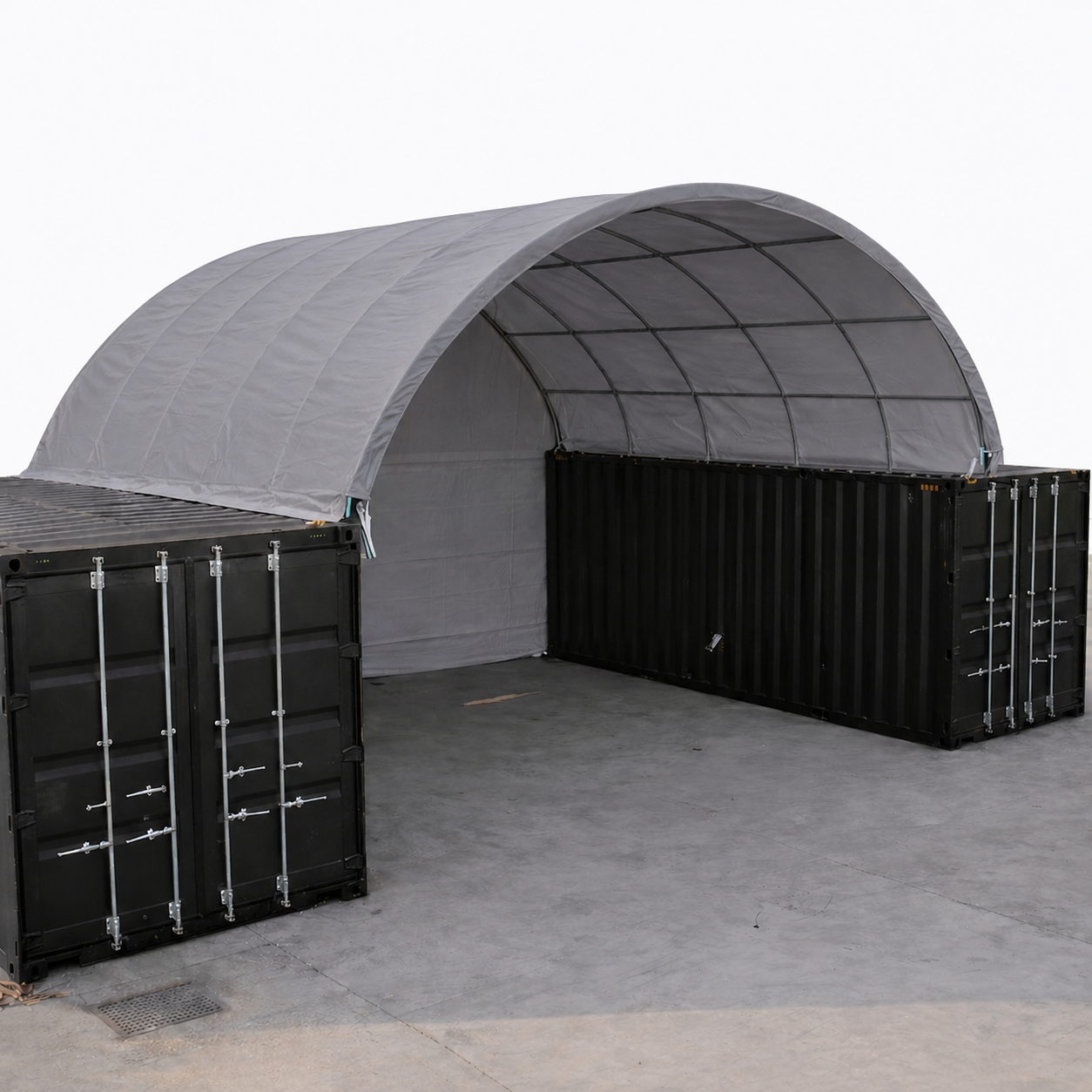 20ft x 20ft Container Shelter (Extra Heavy Duty 900g PVC, Rear Wall)