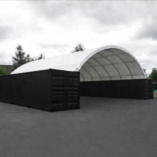 40ft x 40ft Container Shelter (Extra Heavy Duty 900g PVC, Rear Wall )