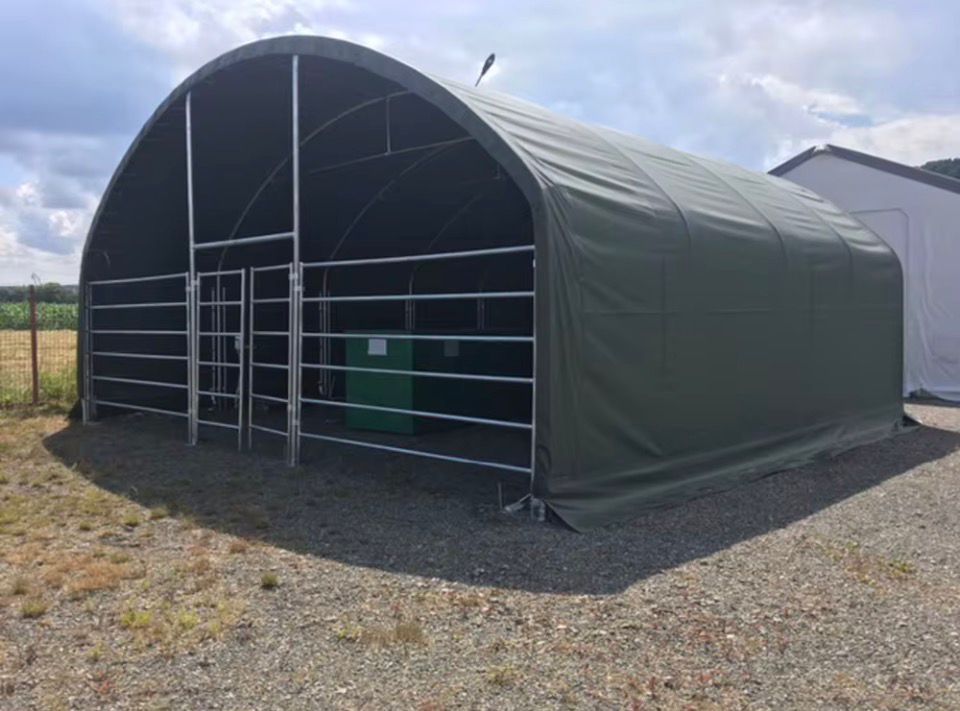 8m x 8m Livestock Shelter (Extra Heavy Duty 900g PVC, Full Cover)